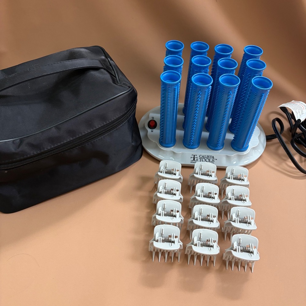 Calista Tools Ion Hot Long Rollers Set 12 Blue Clips Travel Bag L12 Pageant
